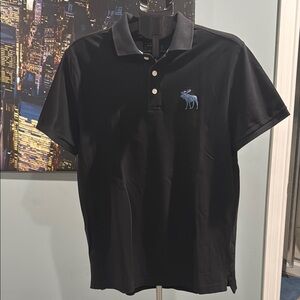 Men's Black Polo Shirt with Blue Moose Logo